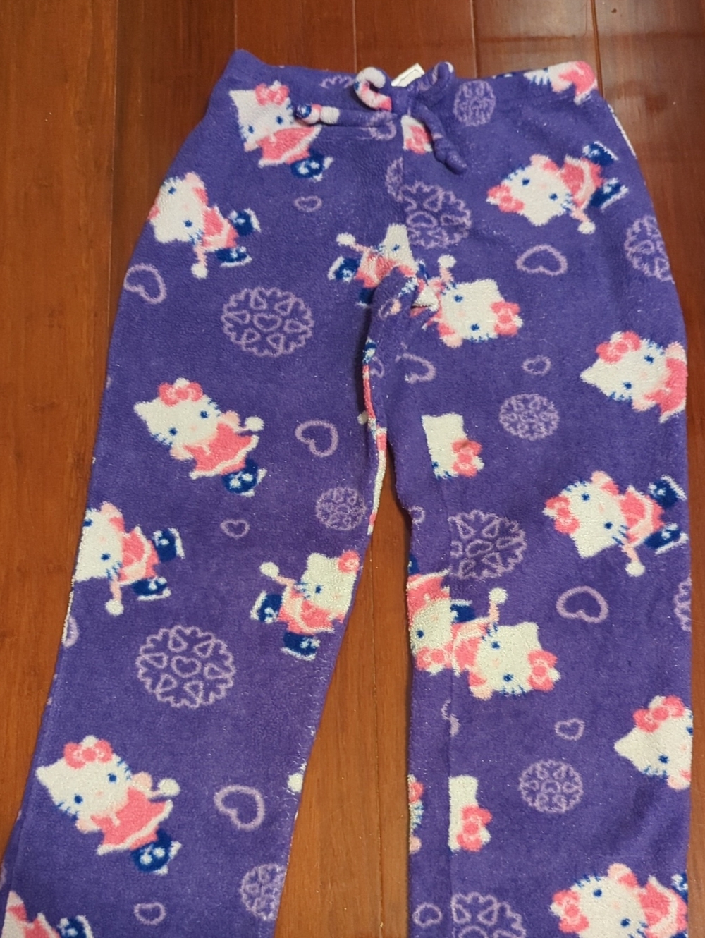 Hello Kitty Purple Fleece Pajama Pants with Pink & White Accents